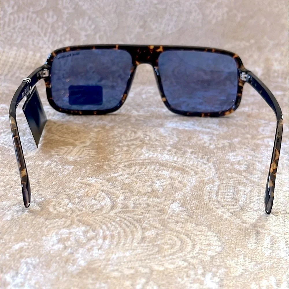 Brand New True Religion Tortoise Shell Retro Aviator Shield Sunglasses Blue Lens